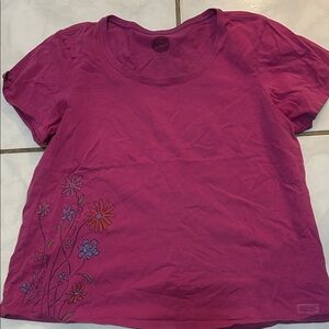 Life Is Good Pink Floral Short Sleeve Tee